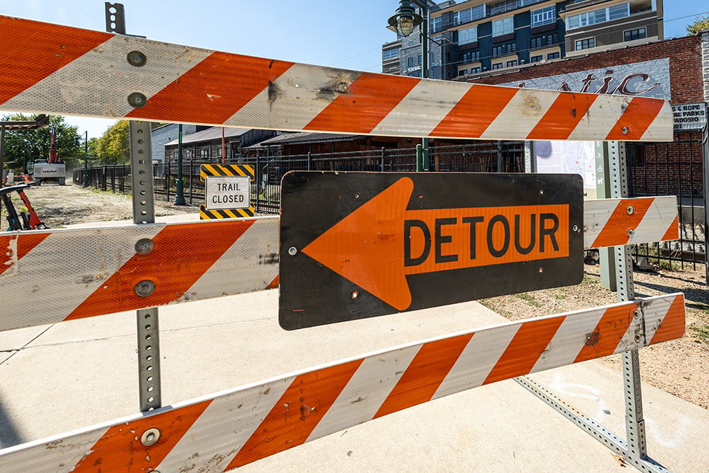 Trail section closed for construction near Dickson Street in Fayetteville